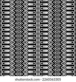 
Vector geometric ornament in ethnic style. Seamless pattern with  abstract shapes,Black and white color. Repeating pattern for decor, textile and fabric.