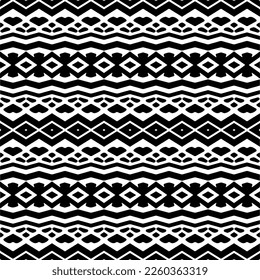 
Vector geometric ornament in ethnic style. Seamless pattern with  abstract shapes,Black and white color. Repeating pattern for decor, textile and fabric.
