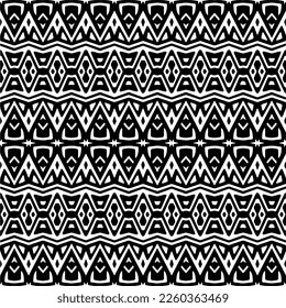 
Vector geometric ornament in ethnic style. Seamless pattern with  abstract shapes,Black and white color. Repeating pattern for decor, textile and fabric.