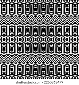 
Vector geometric ornament in ethnic style. Seamless pattern with  abstract shapes,Black and white color. Repeating pattern for decor, textile and fabric.