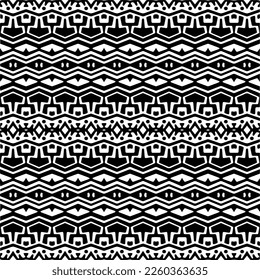 
Ornamento geométrico vectorial de estilo étnico. Patrón sin brillo con formas abstractas,Color negro y blanco. Patrón repetitivo de decoración, textil y de tela.