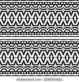 
Vector geometric ornament in ethnic style. Seamless pattern with  abstract shapes,Black and white color. Repeating pattern for decor, textile and fabric.