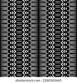 
Vector geometric ornament in ethnic style. Seamless pattern with  abstract shapes,Black and white color. Repeating pattern for decor, textile and fabric.