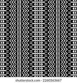 
Vektorgeometrische Ornamente im ethnischen Stil. Nahtloses Muster mit abstrakten Formen, schwarz-weißer Farbe. Wiederholte Muster für Dekoration, Textilien und Stoff.