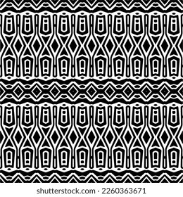 
Vector geometric ornament in ethnic style. Seamless pattern with  abstract shapes,Black and white color. Repeating pattern for decor, textile and fabric.