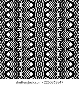 Vector geometric ornament in ethnic style. Seamless pattern with  abstract shapes,Black and white color. Repeating pattern for decor, textile and fabric.