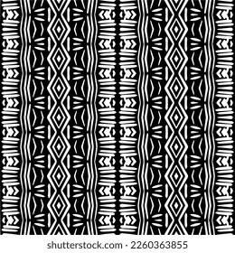 Vector geometric ornament in ethnic style. Seamless pattern with  abstract shapes,Black and white color. Repeating pattern for decor, textile and fabric.