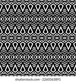
Vector geometric ornament in ethnic style. Seamless pattern with  abstract shapes,Black and white color. Repeating pattern for decor, textile and fabric.