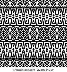 
Vector geometric ornament in ethnic style. Seamless pattern with  abstract shapes,Black and white color. Repeating pattern for decor, textile and fabric.
