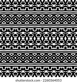 
Ornamento geométrico vectorial de estilo étnico. Patrón sin brillo con formas abstractas,Color negro y blanco. Patrón repetitivo de decoración, textil y de tela.