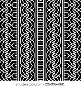 Vector geometric ornament in ethnic style. Seamless pattern with  abstract shapes,Black and white color. Repeating pattern for decor, textile and fabric.