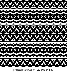 
Vector geometric ornament in ethnic style. Seamless pattern with  abstract shapes,Black and white color. Repeating pattern for decor, textile and fabric.