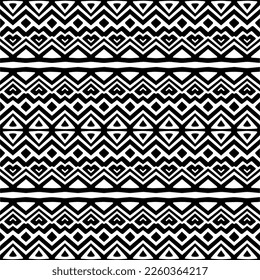 
Vector geometric ornament in ethnic style. Seamless pattern with  abstract shapes,Black and white color. Repeating pattern for decor, textile and fabric.