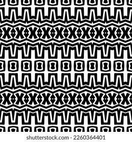 
Vector geometric ornament in ethnic style. Seamless pattern with  abstract shapes,Black and white color. Repeating pattern for decor, textile and fabric.