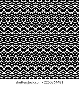 
Vector geometric ornament in ethnic style. Seamless pattern with  abstract shapes,Black and white color. Repeating pattern for decor, textile and fabric.