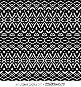 
Vector geometric ornament in ethnic style. Seamless pattern with  abstract shapes,Black and white color. Repeating pattern for decor, textile and fabric.