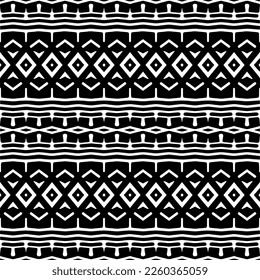 
Vector geometric ornament in ethnic style. Seamless pattern with  abstract shapes,Black and white color. Repeating pattern for decor, textile and fabric.