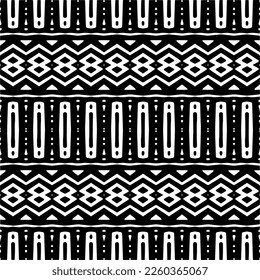 
Vector geometric ornament in ethnic style. Seamless pattern with  abstract shapes,Black and white color. Repeating pattern for decor, textile and fabric.