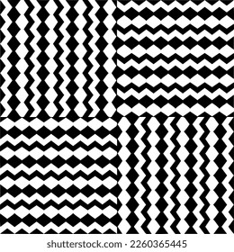 Vector geometric ornament in ethnic style. Seamless pattern with  abstract shapes,Black and white color. Repeating pattern for decor, textile and fabric.