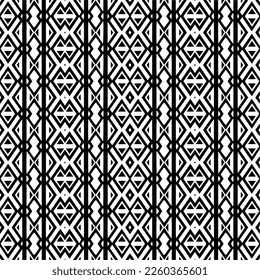 Vector geometric ornament in ethnic style. Seamless pattern with  abstract shapes,Black and white color. Repeating pattern for decor, textile and fabric.