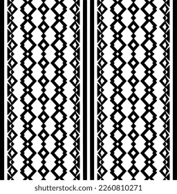Ornamento geométrico vectorial de estilo étnico. Patrón sin brillo con formas abstractas,Color negro y blanco. Patrón repetitivo de decoración, textil y de tela.