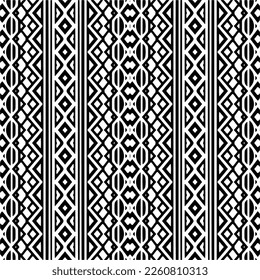 Vector geometric ornament in ethnic style. Seamless pattern with  abstract shapes,Black and white color. Repeating pattern for decor, textile and fabric.