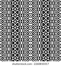Ornamento geométrico vectorial de estilo étnico. Patrón sin brillo con formas abstractas,Color negro y blanco. Patrón repetitivo de decoración, textil y de tela.