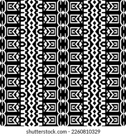 Vector geometric ornament in ethnic style. Seamless pattern with  abstract shapes,Black and white color. Repeating pattern for decor, textile and fabric.