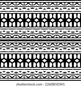 Vector geometric ornament in ethnic style. Seamless pattern with  abstract shapes,Black and white color. Repeating pattern for decor, textile and fabric.