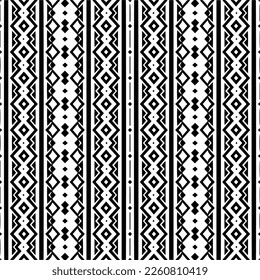 Vector geometric ornament in ethnic style. Seamless pattern with  abstract shapes,Black and white color. Repeating pattern for decor, textile and fabric.