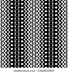 
Ornamento geométrico vectorial de estilo étnico. Patrón sin brillo con formas abstractas,Color negro y blanco. Patrón repetitivo de decoración, textil y de tela.