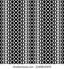 
Vector geometric ornament in ethnic style. Seamless pattern with  abstract shapes,Black and white color. Repeating pattern for decor, textile and fabric.
