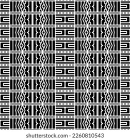 Vector geometric ornament in ethnic style. Seamless pattern with  abstract shapes,Black and white color. Repeating pattern for decor, textile and fabric.