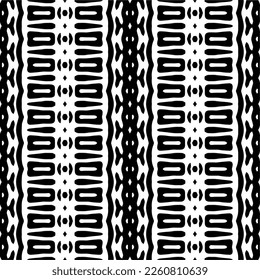 Vector geometric ornament in ethnic style. Seamless pattern with  abstract shapes,Black and white color. Repeating pattern for decor, textile and fabric.