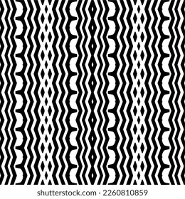Vector geometric ornament in ethnic style. Seamless pattern with  abstract shapes,Black and white color. Repeating pattern for decor, textile and fabric.