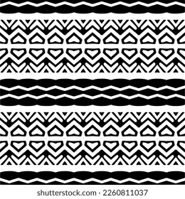 Vector geometric ornament in ethnic style. Seamless pattern with  abstract shapes,Black and white color. Repeating pattern for decor, textile and fabric.