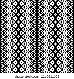 Vector geometric ornament in ethnic style. Seamless pattern with  abstract shapes,Black and white color. Repeating pattern for decor, textile and fabric.