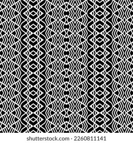 Vector geometric ornament in ethnic style. Seamless pattern with  abstract shapes,Black and white color. Repeating pattern for decor, textile and fabric.