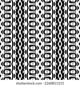 Vector geometric ornament in ethnic style. Seamless pattern with  abstract shapes,Black and white color. Repeating pattern for decor, textile and fabric.