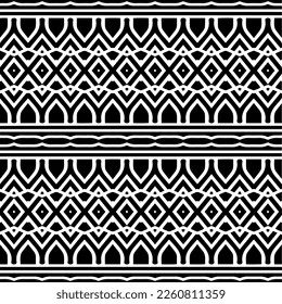 Vector geometric ornament in ethnic style. Seamless pattern with  abstract shapes,Black and white color. Repeating pattern for decor, textile and fabric.