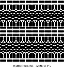 Ornamento geométrico vectorial de estilo étnico. Patrón sin brillo con formas abstractas,Color negro y blanco. Patrón repetitivo de decoración, textil y de tela.