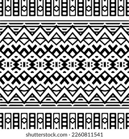 Vector geometric ornament in ethnic style. Seamless pattern with  abstract shapes,Black and white color. Repeating pattern for decor, textile and fabric.