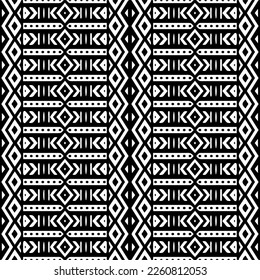 Ornamento geométrico vectorial de estilo étnico. Patrón sin brillo con formas abstractas,Color negro y blanco. Patrón repetitivo de decoración, textil y de tela.