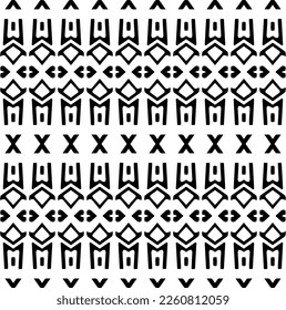 Vector geometric ornament in ethnic style. Seamless pattern with  abstract shapes,Black and white color. Repeating pattern for decor, textile and fabric.