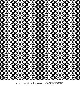 
Vector geometric ornament in ethnic style. Seamless pattern with  abstract shapes,Black and white color. Repeating pattern for decor, textile and fabric.