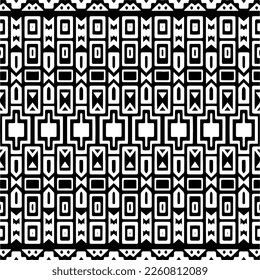 Vector geometric ornament in ethnic style. Seamless pattern with  abstract shapes,Black and white color. Repeating pattern for decor, textile and fabric.