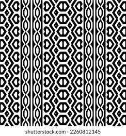 Vector geometric ornament in ethnic style. Seamless pattern with  abstract shapes,Black and white color. Repeating pattern for decor, textile and fabric.