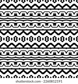 Ornamento geométrico vectorial de estilo étnico. Patrón sin brillo con formas abstractas,Color negro y blanco. Patrón repetitivo de decoración, textil y de tela.