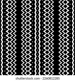 
Vector geometric ornament in ethnic style. Seamless pattern with  abstract shapes,Black and white color. Repeating pattern for decor, textile and fabric.