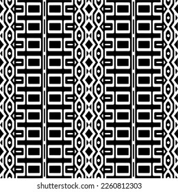 Vector geometric ornament in ethnic style. Seamless pattern with  abstract shapes,Black and white color. Repeating pattern for decor, textile and fabric.